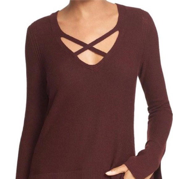 New Free People Crisscross Long-Sleeve Tunic Sweater in Mocha - Size L - Picture 6 of 10
